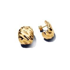 Rippled 14k gold-plated hoop earrings an 263879C00