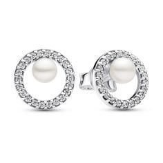 Sterling silver stud earrings with white 293154C01