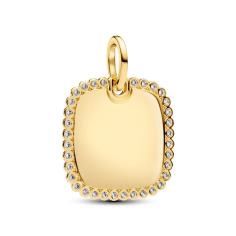 Engravable square 14k gold-plated pendan 364009C01