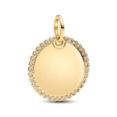 Engravable round 14k gold-plated pendant 364007C01