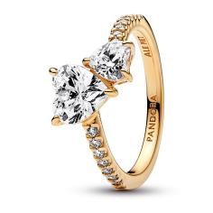 Double Heart Sparkling Ring| 161198C01-50