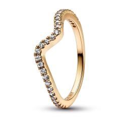Wave 14k gold-plated ring with clear cub 162539C01-50