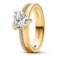 Heart 14k gold-plated ring with clear cu 163100C01-60