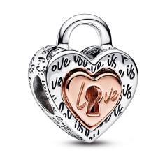Heart padlock sterling silver and 14k ro 782505C00