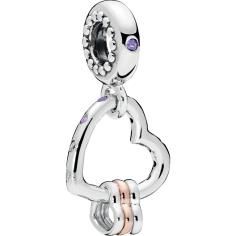 Hearts Highlights Silver Hanging Charm w 787247NLCMX