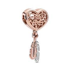 Pandora Rose &amp; Silver Heart &amp; Feathers D 789068C00