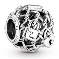 Padlock and fence sterling silver charm 790071C00