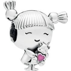 Girl With Pigtails Silver Charm w Pink E 798016EN160