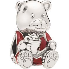 Christmas Bear Silver Charm w Red &amp; Whit 797564ENMX