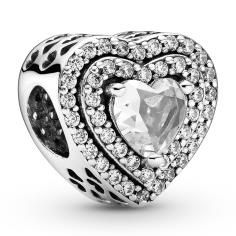 Sparkling Elevated Hearts Silver Charm w 799218C01