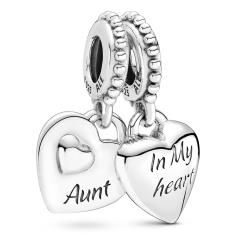 Aunt &amp; Niece Heart Silver Hanging Charm 799188C00