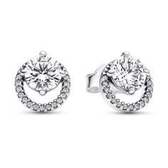 Sterling silver stud earrings with clear 291248C01