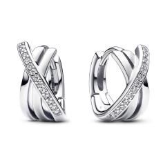Sterling silver hoop earrings with clear 293150C01
