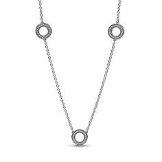 Sterling silver necklace with clear cubi 393162C01-50