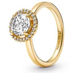 14k Gold-plated ring with clear cubic zi 161234C01-60