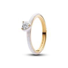 Heart 14k gold-plated ring with clear cu 163088C01-58