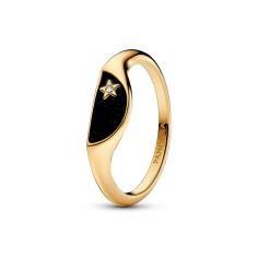 Halved signet 14k gold-plated ring with 163325C01-58