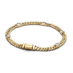 Heart cuban chain 14k gold-plated bracel 564226C01-18