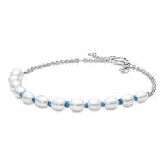 Sterling silver bracelet with white trea 591689C01-20