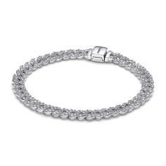 Cuban chain sterling silver bracelet wit 593008C01-16