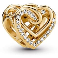 Heart 14k gold-plated charm with clear c 769270C01