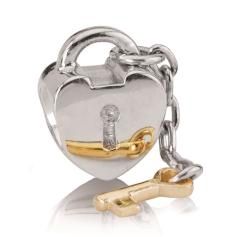 Key to My Heart Silver Charm w 14k 790288