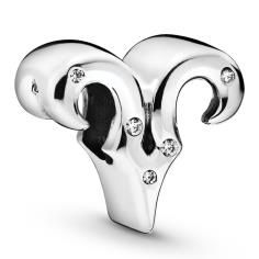 Aries Zodiac Silver Charm w CZ 798416C01