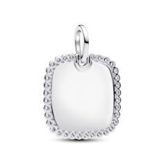 Engravable square sterling silver pendan 394009C01
