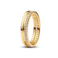 14k Gold-plated ring with clear cubic zi 163799C01-48