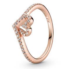 Pandora Rose Sparkling Wishbone Heart Ri 189302C01-56