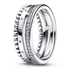 Pandora logo sterling silver ring with c 192312C01-58