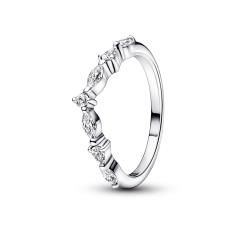 Wishbone sterling silver ring with clear 192390C01-60