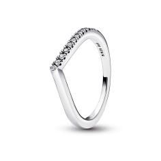 Wishbone sterling silver ring with clear 192394C01-52