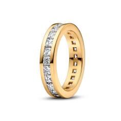 14k Gold-plated ring with clear cubic zi 163797C01-50