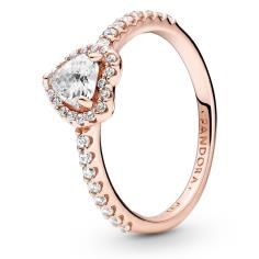 Pandora Rose Sparkling Elevated Heart Ri 188421C02-50