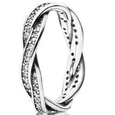 Braided Pave Silver Ring Band w Clear CZ 190892CZ-54
