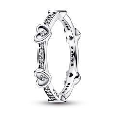 Hearts sterling silver ring with clear c 192496C01-54