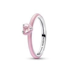 Heart sterling silver ring with orchid p 193088C02-60