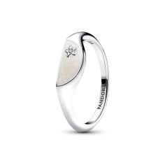 Halved signet sterling silver ring with 193325C01-52