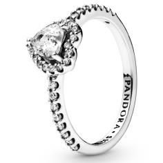 Elevated Heart Silver Ring w CZ 198421C01-60