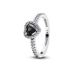 Heart sterling silver ring with black cr 198421C04-58