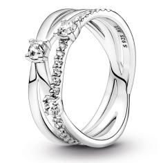 Triple band sterling silver ring with cl 199400C01-52
