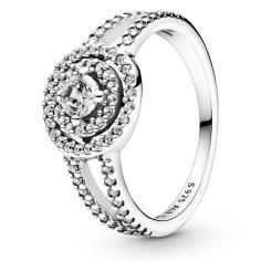 Sparkling Double Halo Silver Statement R 199408C01-52