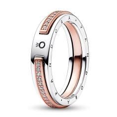 Pandora Signature Two-tone Logo &amp; Pav?Ri 182773C01-56