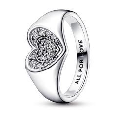Heart sterling silver ring with clear cu 192491C01-50