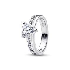 Heart sterling silver ring with clear cu 193100C01-56