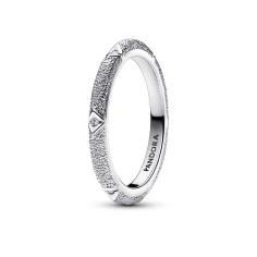 Texture sterling silver ring with clear 193322C01-54