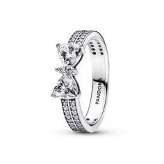 Bow sterling silver ring with clear cubi 193552C01-60