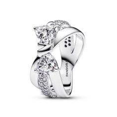Bow sterling silver ring with clear cubi 193553C01-58