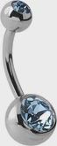 Steel Basicline Double Jewelled Navel Bananabell - 8mm - Light Blue